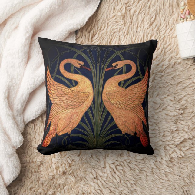  Rush Iris Crane Black Gold Cushion (Blanket)