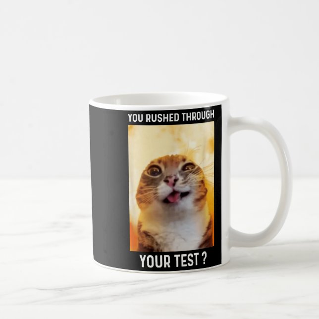 Rushed Through Test Funny Test Day Teacher Cat Coffee Mug (Right)
