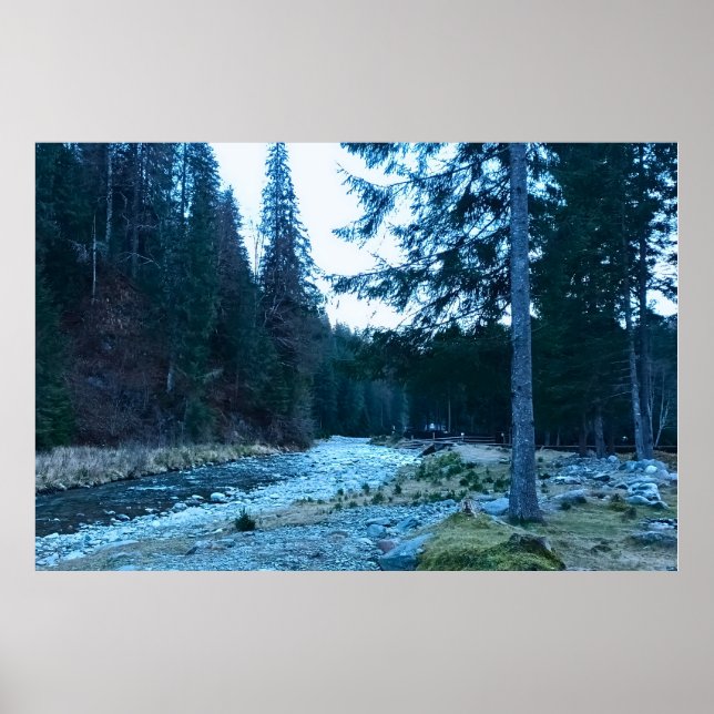 Rushing Mountain Stream – Wild Nature Romania Poster (Front)