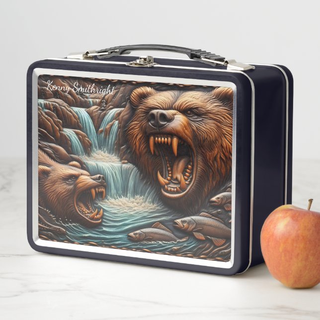 Rushing River Hunt: Bear’s Moment of Power Metal Lunch Box (In Situ)