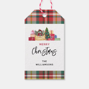 Rusic Plaid Family Christmas Red Green Holiday Gift Tags