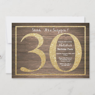 Rusic Surprise 30th Birthday Invitation Gold
