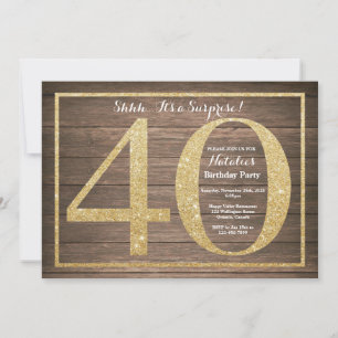 Rusic Surprise 40th Birthday Invitation Gold