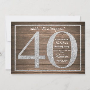 Rusic Surprise 40th Birthday Invitation Silver