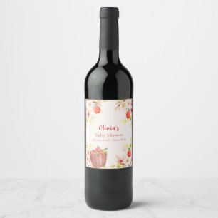Rusitc Autumn Fall Apple Gardening Baby Shower  Wine Label
