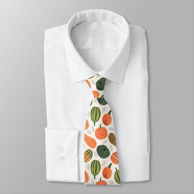 Rusitc Thanksgiving pumpkin pattern Tie (Tied)