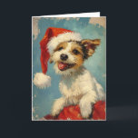 Russel Terrier vintage personalised Christmas  Holiday Card<br><div class="desc">"Capture the festive spirit with our charming Christmas card cover featuring an adorable Russell Terrier donning a Santa hat. This heartwarming design is sure to bring joy and smiles to your loved ones,  making it a perfect choice to spread holiday cheer."</div>