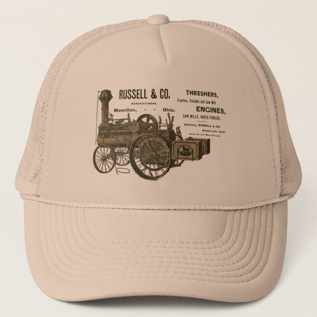 Russell and Company Steam Traction Engine Farm Trucker Hat (Front)