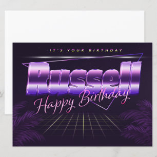 Russell Name Vorname lila retro Karte Geburtstag Card