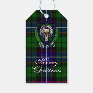 Russell Scottish Clan Tartan & Crest Gift Tags