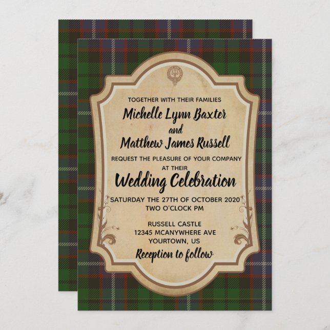 Russell Tartan Wedding Invitation (Front/Back)