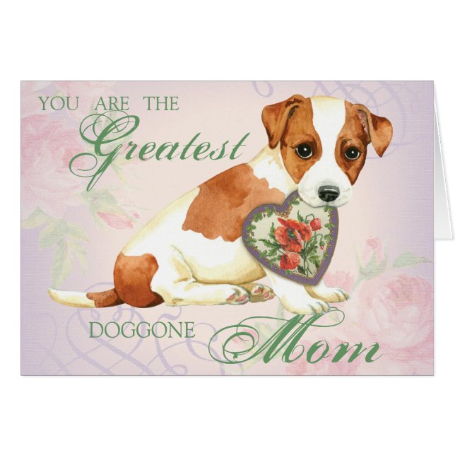 Russell Terrier Heart Mum Card (Front Horizontal)