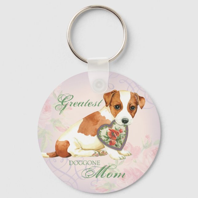 Russell Terrier Heart Mum Key Ring (Front)