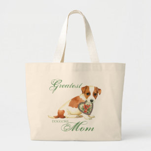 Russell Terrier Heart Mum Large Tote Bag