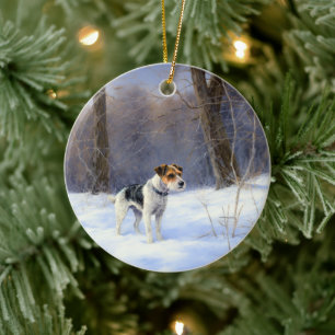 Russell Terrier Let It Snow Christmas Ceramic Ornament