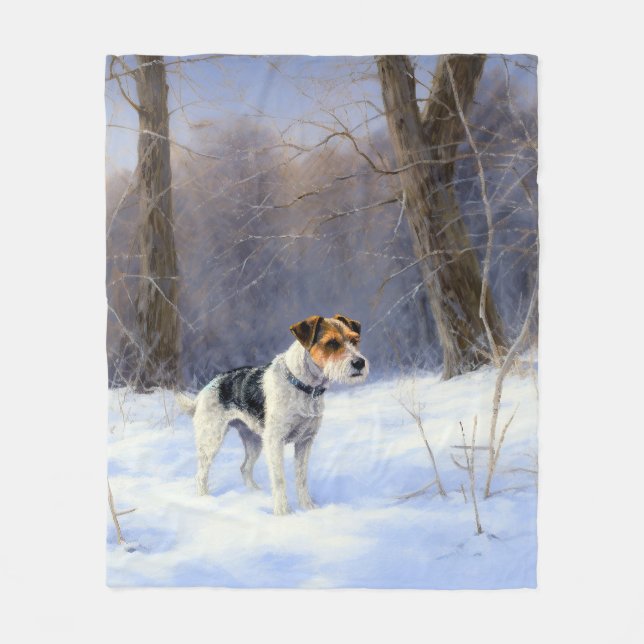 Russell Terrier Let It Snow Christmas Fleece Blanket (Front)
