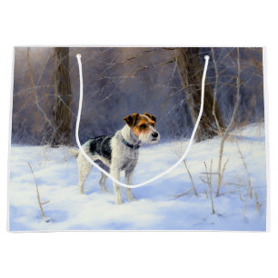 Russell Terrier Let It Snow Christmas Large Gift Bag