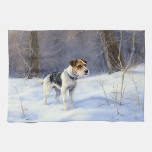 Russell Terrier Let It Snow Christmas Tea Towel