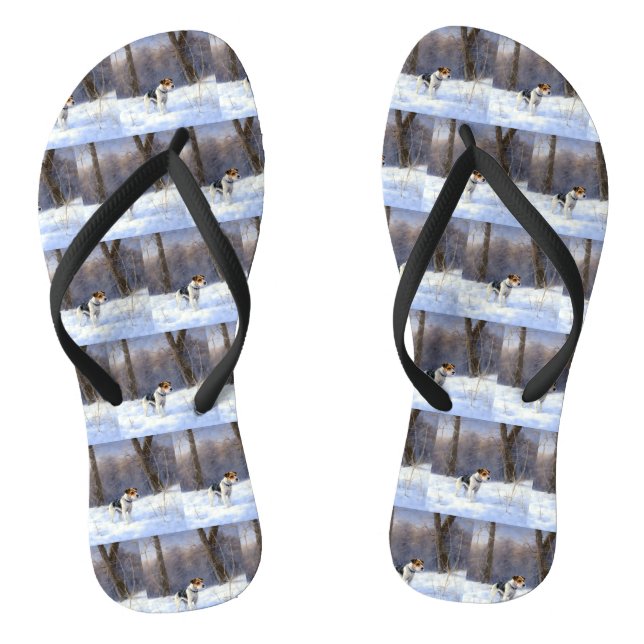 Russell Terrier Let It Snow Christmas Thongs (Footbed)