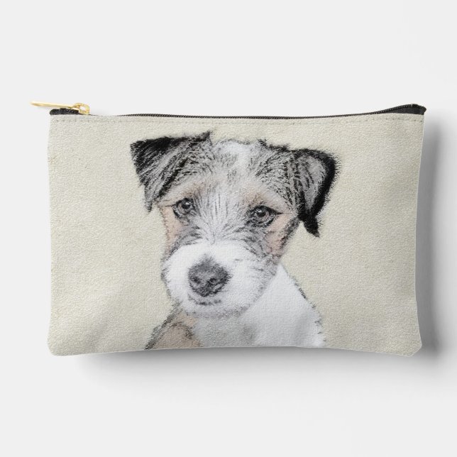 Russell Terrier Painting Rough Original Dog Art Accessory Pouch (Front)