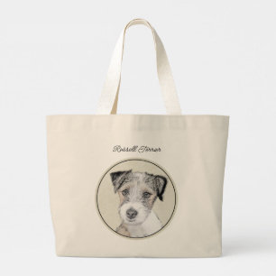 Russell Terrier Painting Rough Original Dog Art Large Tote Bag