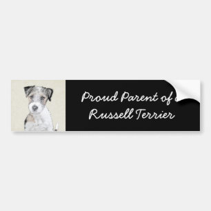 Russell Terrier Rough Painting - Original Dog Art Bumper Sticker