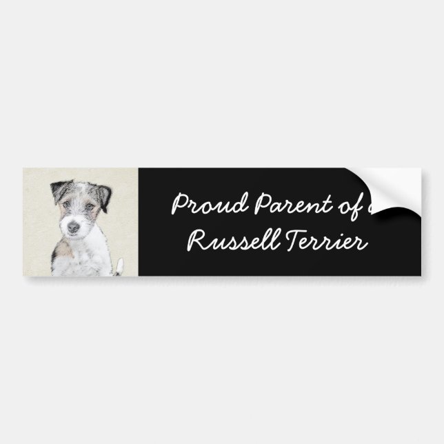 Russell Terrier Rough Painting - Original Dog Art Bumper Sticker (Front)