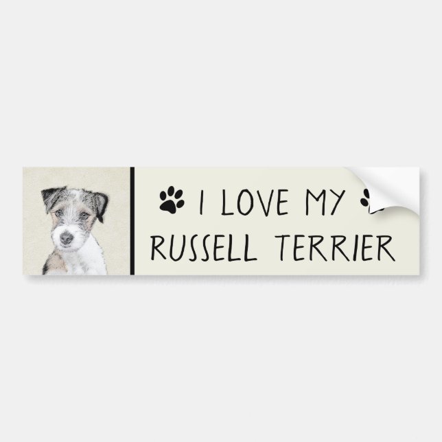 Russell Terrier Rough Painting - Original Dog Art Bumper Sticker (Front)
