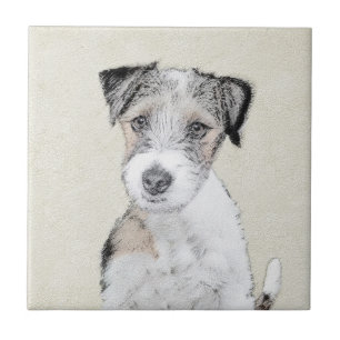 Russell Terrier Rough Painting - Original Dog Art Ceramic Tile