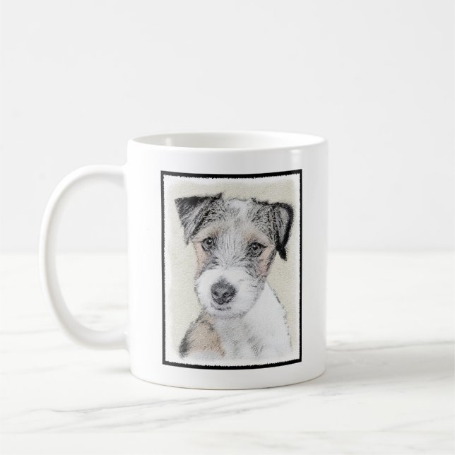 Russell Terrier Rough Painting - Original Dog Art Coffee Mug (Left)