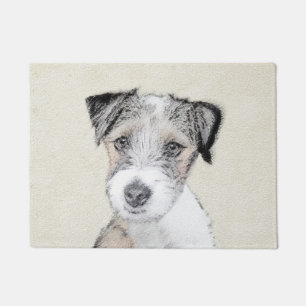Russell Terrier Rough Painting - Original Dog Art Doormat