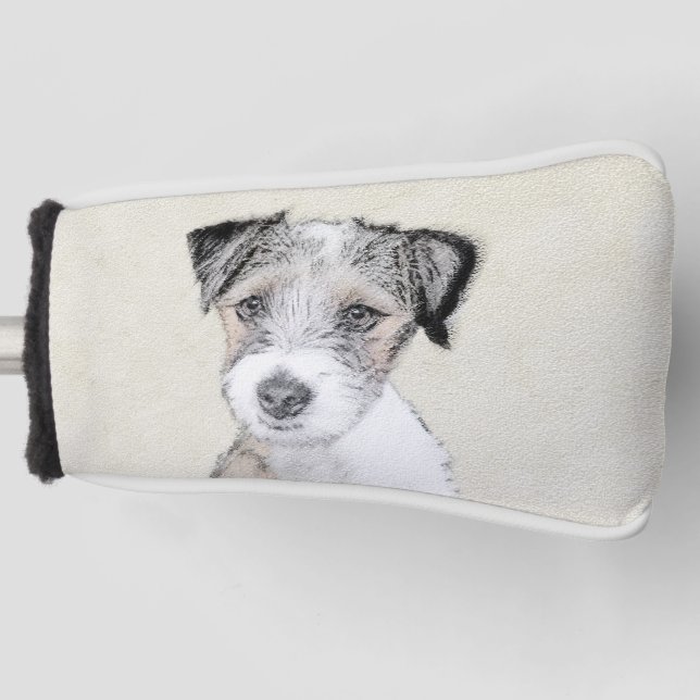Russell Terrier Rough Painting - Original Dog Art Golf Head Cover (Front)
