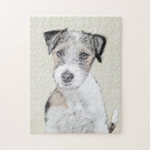 Russell Terrier Rough Painting - Original Dog Art Jigsaw Puzzle