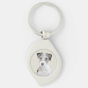 Russell Terrier Rough Painting - Original Dog Art Key Ring