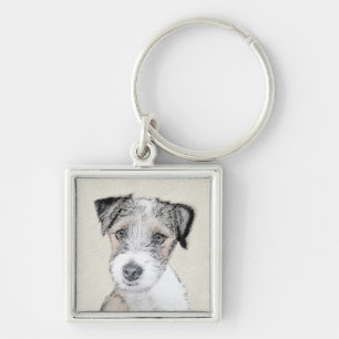 Russell Terrier Rough Painting - Original Dog Art Key Ring