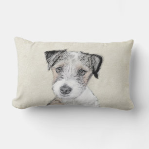 Russell Terrier Rough Painting - Original Dog Art Lumbar Cushion