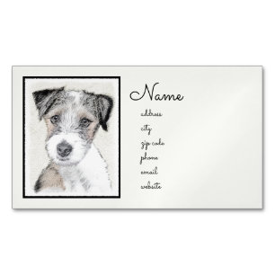 Russell Terrier Rough Painting - Original Dog Art Magnetic Business Card