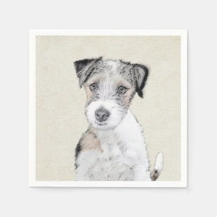 Russell Terrier Rough Painting - Original Dog Art Napkin