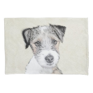 Russell Terrier Rough Painting - Original Dog Art Pillowcase