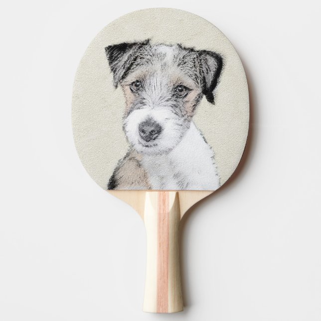 Russell Terrier Rough Painting - Original Dog Art Ping Pong Paddle (Front)