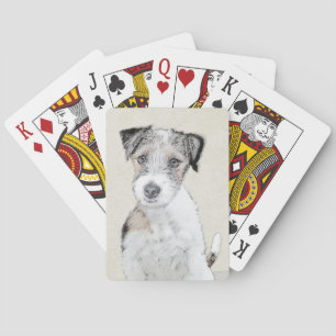 Russell Terrier Rough Painting - Original Dog Art Playing Cards