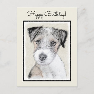 Russell Terrier Rough Painting - Original Dog Art Postcard