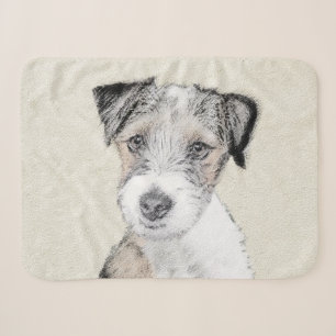 Russell Terrier Rough Painting - Original Dog Art Sherpa Blanket