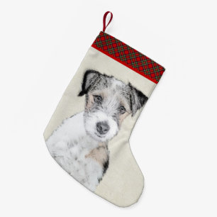 Russell Terrier Rough Painting - Original Dog Art Small Christmas Stocking