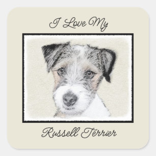 Russell Terrier Rough Painting - Original Dog Art  Square Sticker
