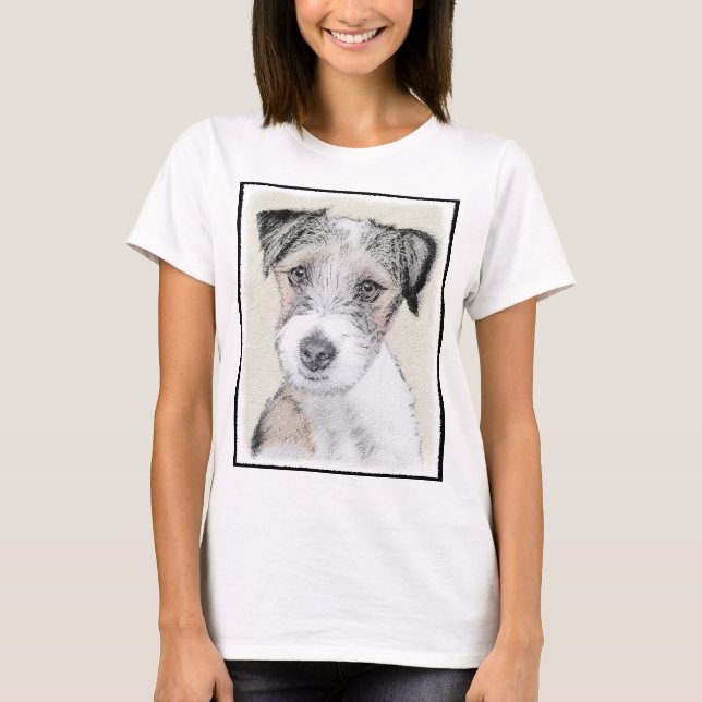 Russell Terrier Rough Painting - Original Dog Art T-Shirt (Front)