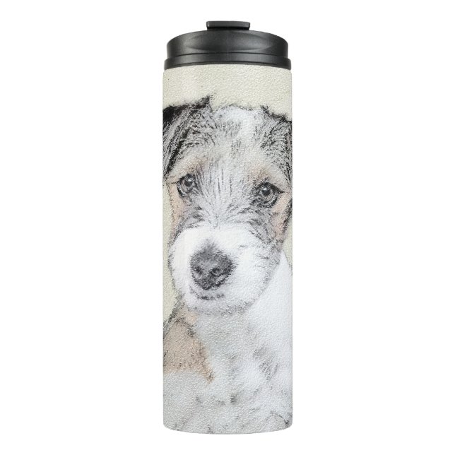 Russell Terrier Rough Painting - Original Dog Art Thermal Tumbler (Front)
