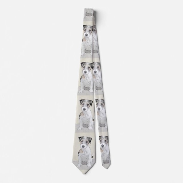 Russell Terrier Rough Painting - Original Dog Art Tie (Front)