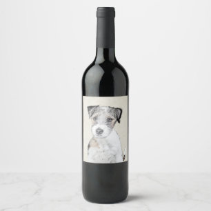 Russell Terrier Rough Painting - Original Dog Art Wine Label
