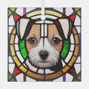 Russell Terrier "Stained Glass"  Glass Tree Decoration